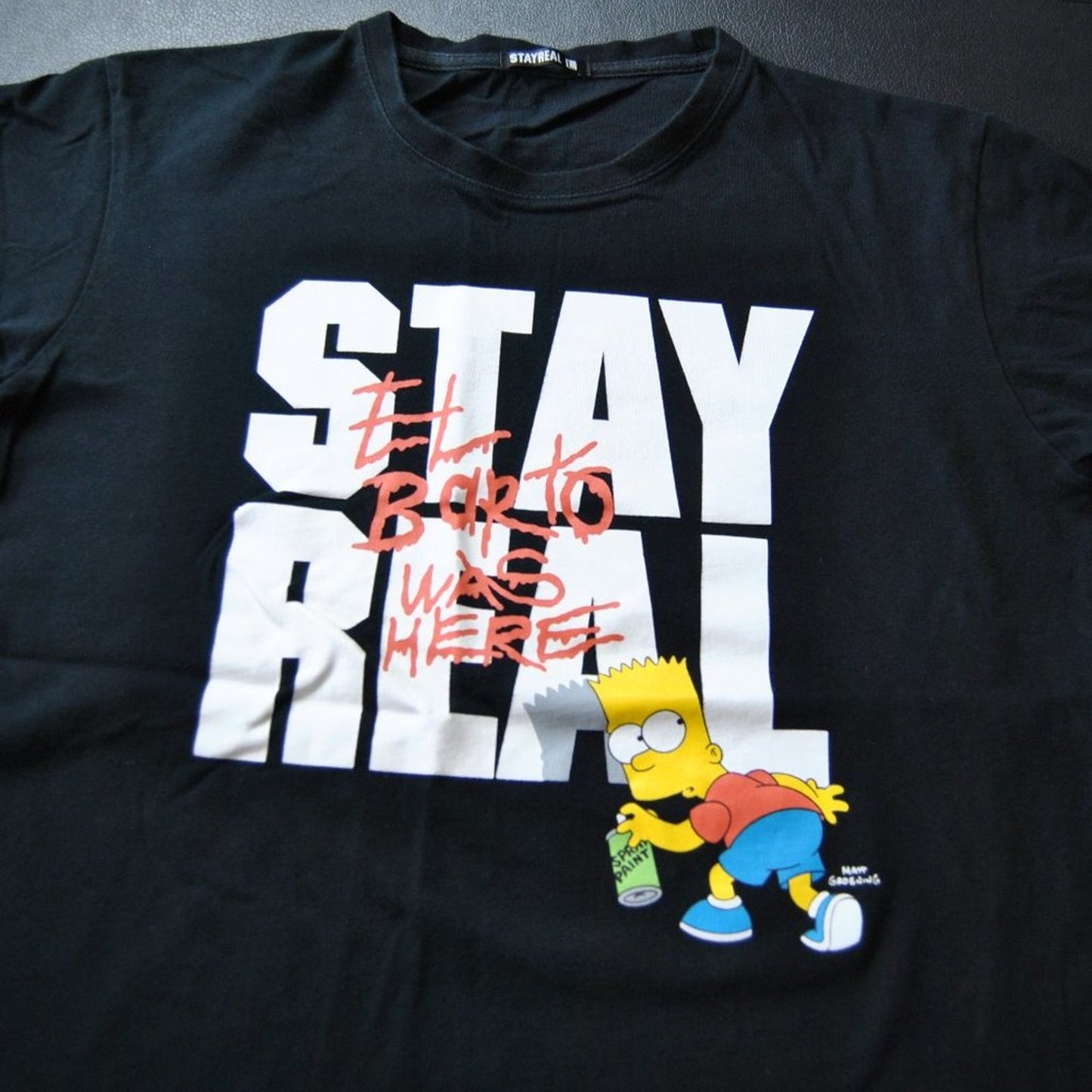The Simpsons x Stay Real Large Black Short Sleeve Shirt w/ Bart Simpson
