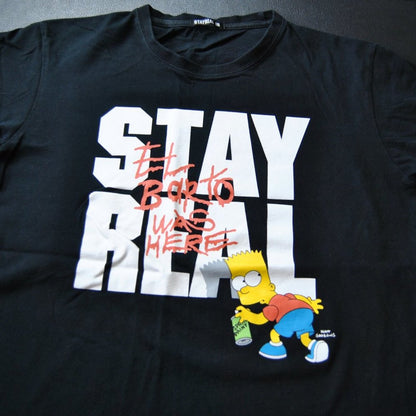 The Simpsons x Stay Real Large Black Short Sleeve Shirt w/ Bart Simpson