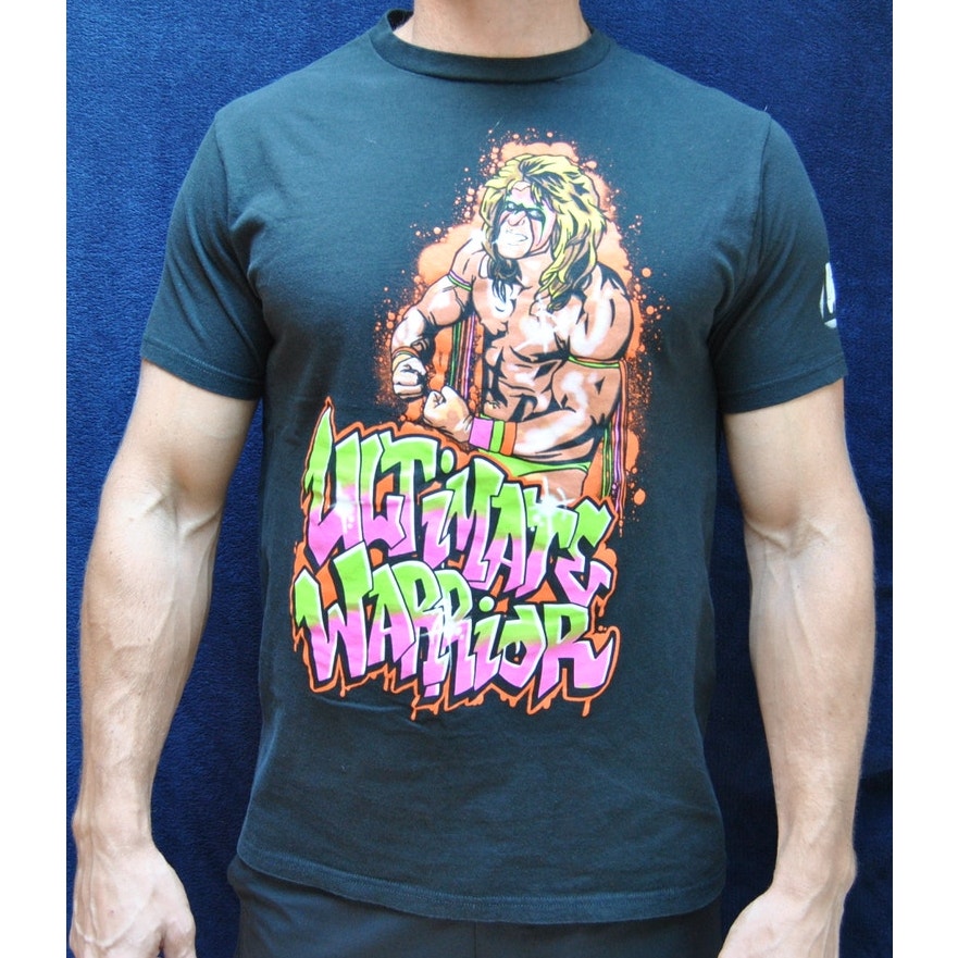 The Ultimate Warrior Graffiti Graphic Medium Black Short Sleeve Shirt